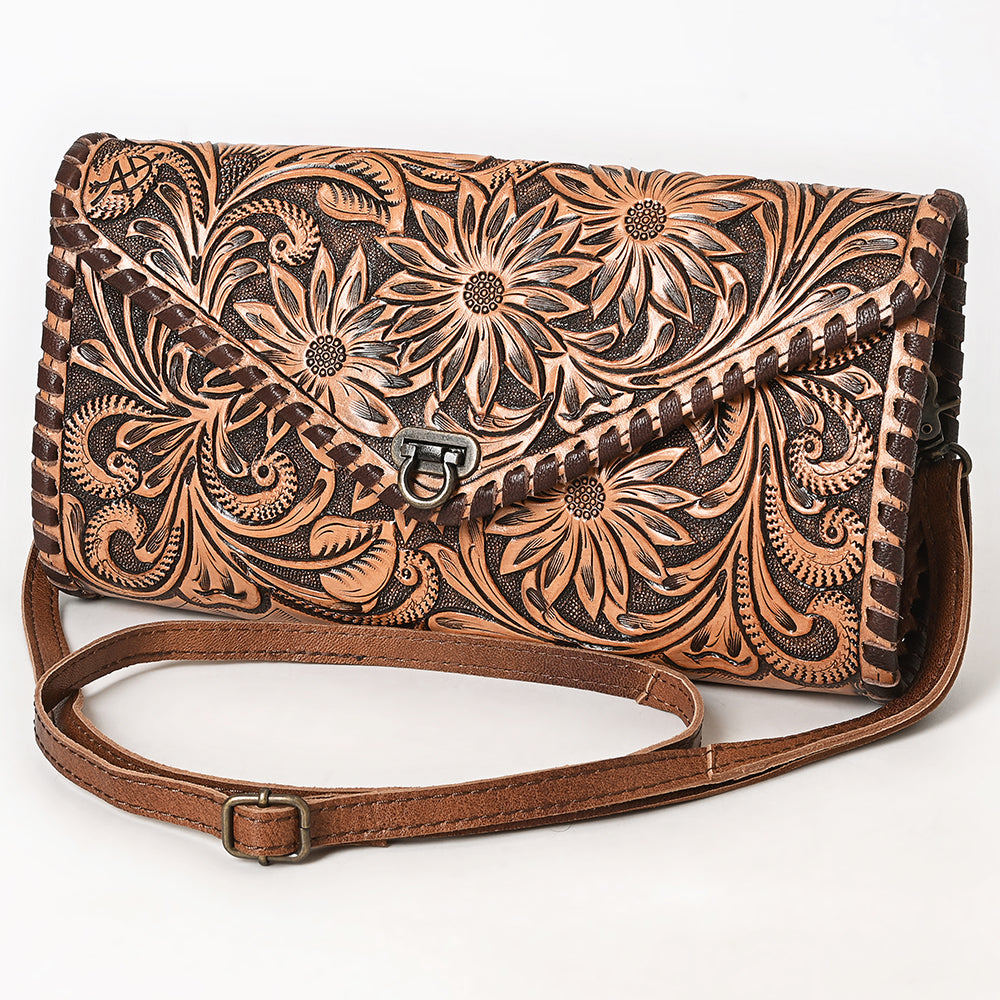 ADBG395BR Envelope Cowhide Leather Crossbody Bag with Fringe Western Boho Shoulder Purse