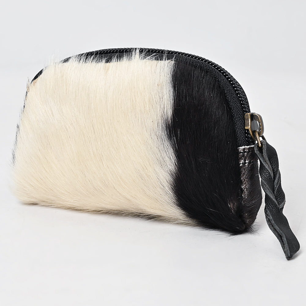 ADBG444BKW Hair-On Cowhide Leather Coin Purse Western Mini Zip Wallet