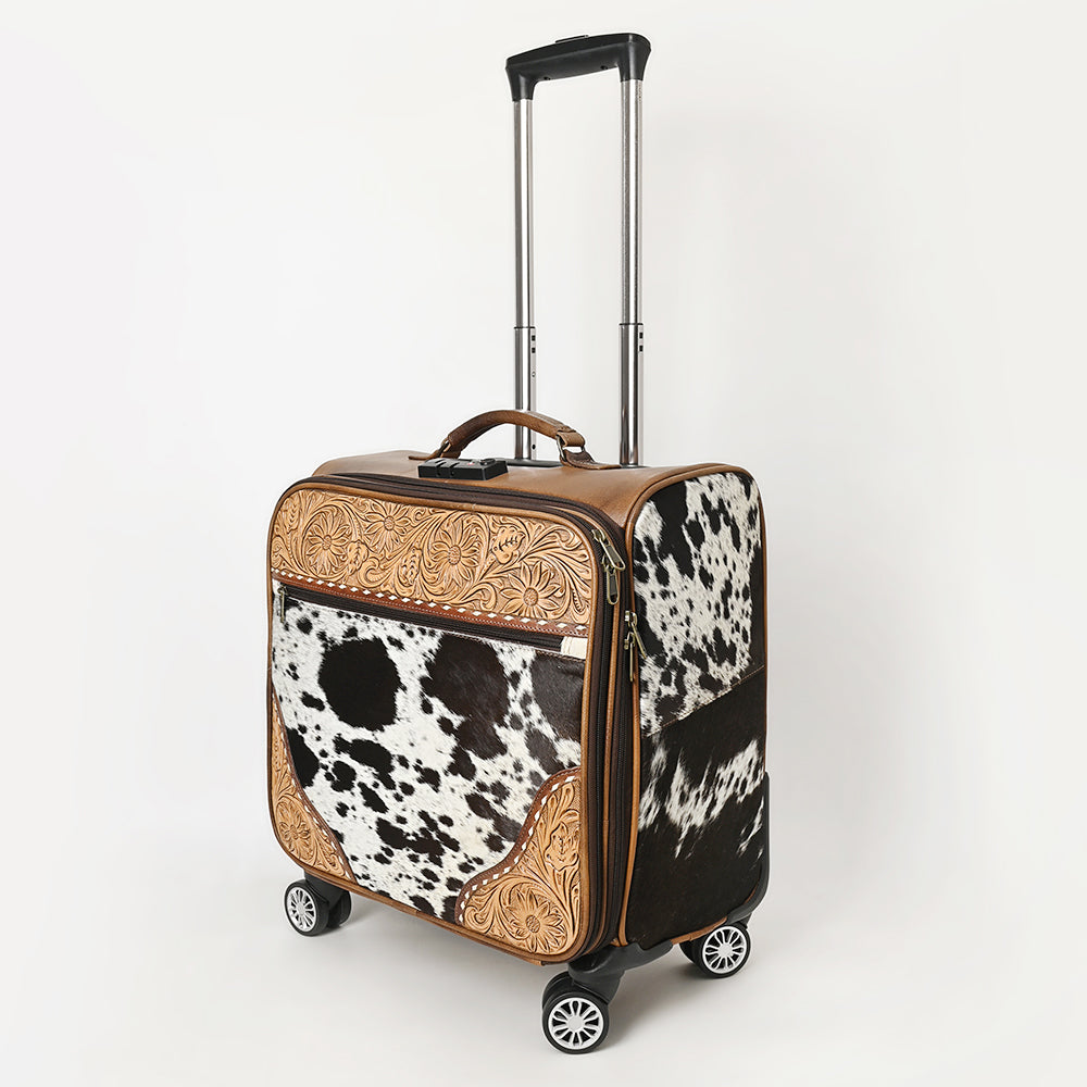 ADBG1296 Western Cowhide Leather Rolling Travel Case - Hand Tooled Luggage by American Darling