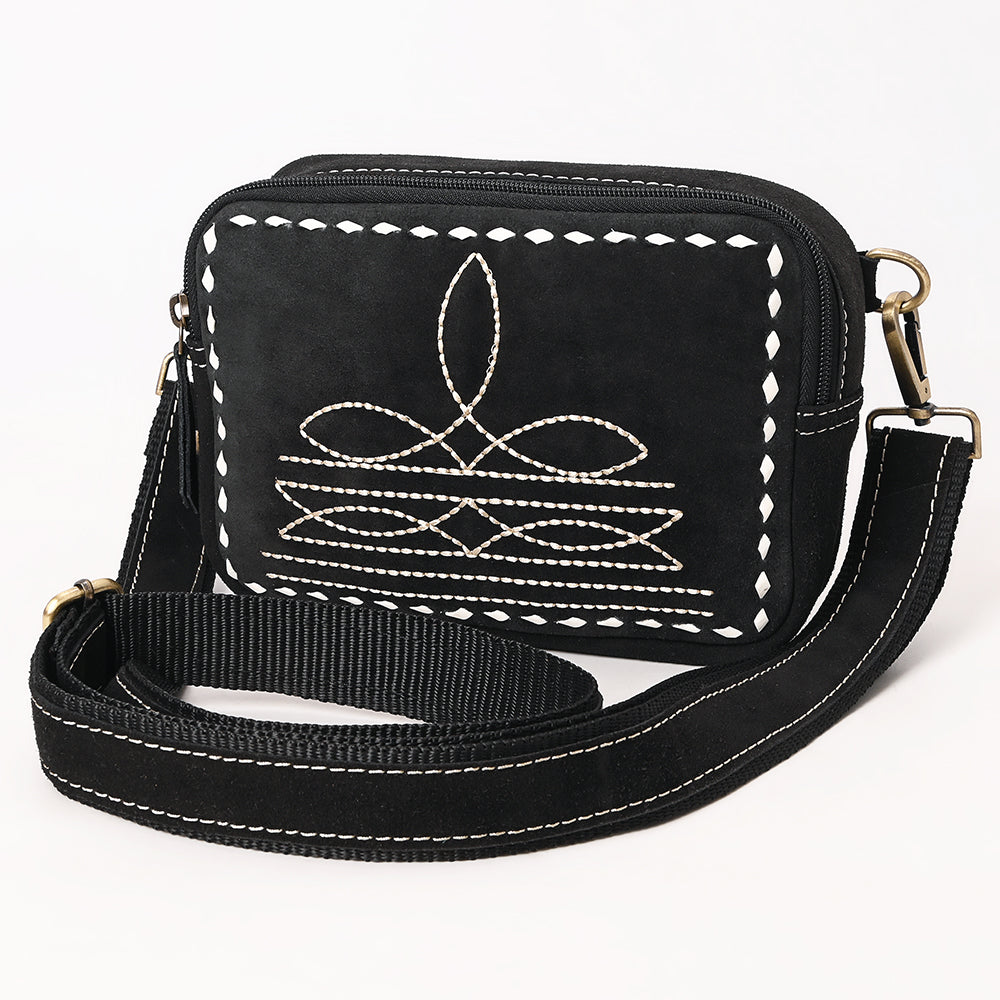 ADBGA710 Suede Camera Bag - Western Stitch Detail with Adjustable Strap