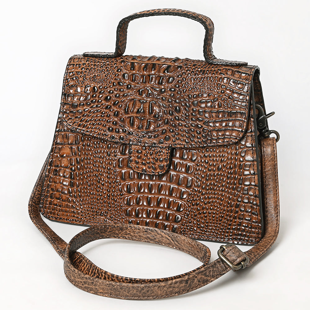 ADBG1729 Crocodile-Embossed Leather Western Tote Bag American Darling