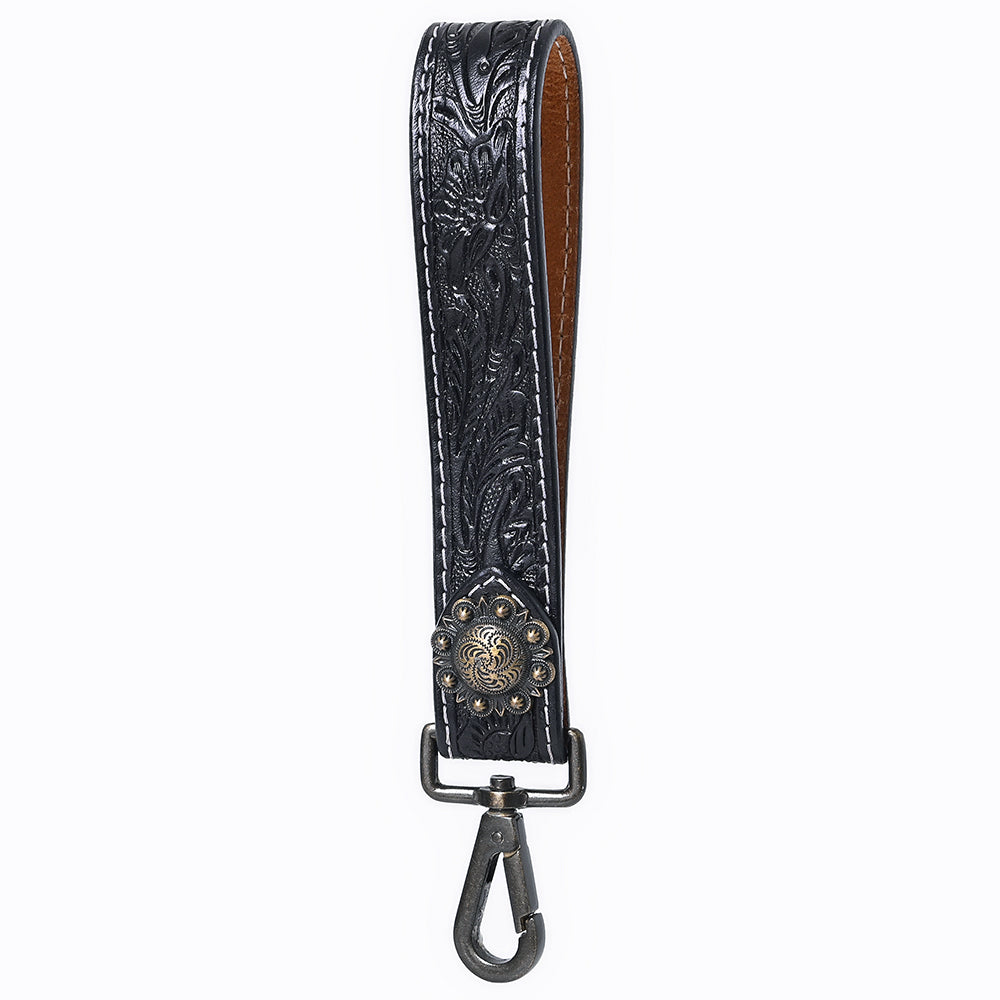 ADKR217G Hand Tooled Genuine Leather Wristlet Key Ring
