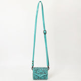 ADBG1444 Hand Tooled Leather Wallet Bag - Western Floral Mini Satchel