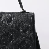 ADBG1517 Western Top Handle Hand-Tooled Leather Floral Messenger Bag