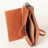 LC-ADBG811 Slim Leather Card Holder Wristlet Western Style Genuine Full Grain Organizer