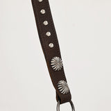 ADBGM477 Cowhide & Leather Western Fringe Crossbody Bag - Western Concho Bag with Turquoise Accent
