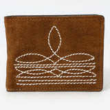 ADBGM529 Suede Western Bifold Wallet - Embroidered Leather Mens Cowboy Wallet