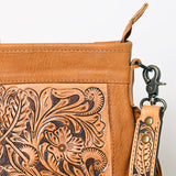 ADBG256 Tooled Leather & Cowhide Fringe Messenger Bag Western Boho Crossbody by American Darling