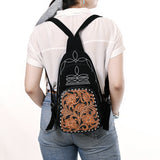 ADBG1573A Black Suede Sling Bag - Tooled Leather Floral Pocket