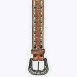 ADBLF210 Beautifully Hand Tooled Genuine American Leather Belt Men and Women