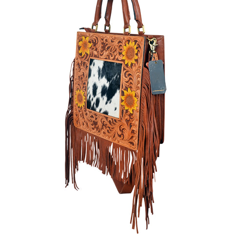 ADBGA1016 Tote Hair On Hand Tooled Genuine Leather Women Bag