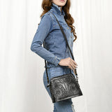 ADBG769A Western Tooled Leather Crossbody with Longhorn Design American Darling
