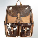 LC-ADBGI122B Hair-On Hide & Leather Western Backpack – Dual Pocket Drawstring Travel Bag
