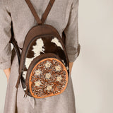 ADBGA508 American Darling Black & White Cowhide Backpack Hand Tooled Genuine Leather
