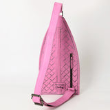 ADBG1443C Tooled Leather Western Sling Bag - Bold Pink Crossbody
