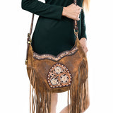 ADBGA419 Genuine Western Leather Crossbody Bag Hand Tooled Cowgirl Purse by American Darling