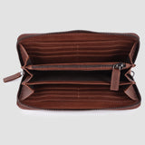 ADBGM394 Saddle Brown Zip-Around Leather Wallet Wristlet - American Darling