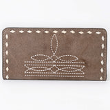 ADBG1687 Suede Leather Wallet with White Whipstitch Embroidery - Western Style