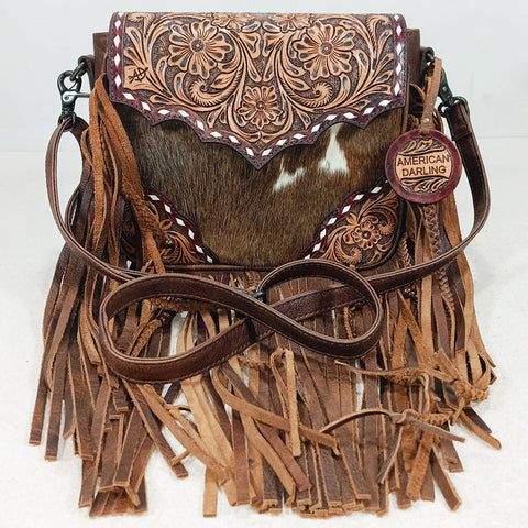 ADBG1872 Crossbody Hand Tooled Hair on Genuine Leather Women Bag