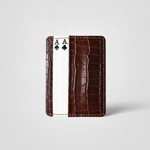 NFR Official PRCA & NFR Licensed Collection Brown Croc Embossed Leather Card Holder Cards Wallet