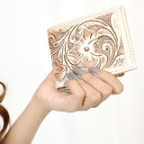 LC-ADBG1236I Hand-Tooled Leather Wallet - Western Floral Bifold Design