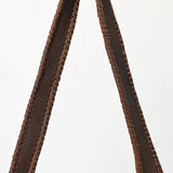 ADBGA571 Hand-Tooled Leather & Cowhide Crossbody Bag Western Floral Saddle Flap
