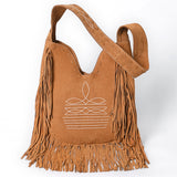 ADBGA734 Suede Fringe Crossbody Bag - Western Embroidered Boho Hobo Purse