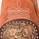 ADBG1573 Suede Sling Bag - Floral Tooled Leather Pocket