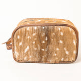 ADBG1254 Hair-On-Hide Leather Toiletry Bag - Spotted Cowhide Dopp Kit
