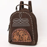 ADBG1574 Suede Western Backpack - Tooled Leather Floral Pocket