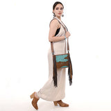 ADBG1565 Croc Embossed Leather Fringe Crossbody - Western Statement Purse