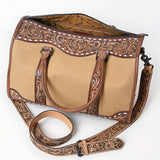 ADBG1765 Hand-Tooled Western Leather Duffel Bag Floral Cowhide Travel Satchel by American Darling