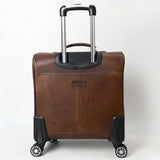 ADBG1570 Southwestern Aztec Woven & Tooled Leather Rolling Luggage - Western Carry-On