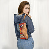 ADBG1477 Hand Tooled Leather & Saddle Blanket Wristlet - Western Clutch by American Darling