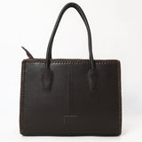 ADBGM512 Western Cowhide Leather Tote with Stagecoach Embroidery -Handcrafted Rodeo Purse