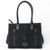 ADBG1744 Suede Western Tote with White Embroidered Stitching & Diamond Whipstitch Trim