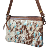 LC-ADBGS142 Hair-On Cowhide Crossbody - Western Fringe Leather Purse