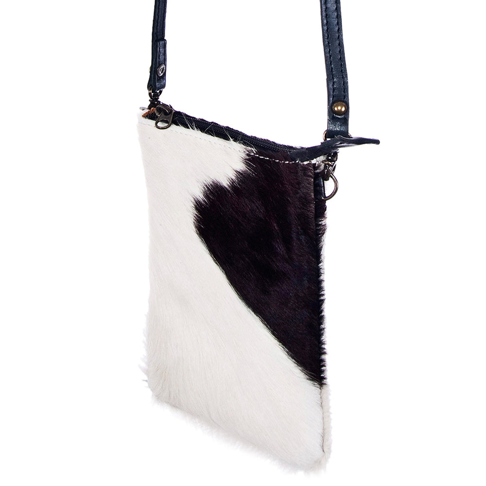 LC-ADBGS153BKW Black & White Hair-On Hide Chaps Bag - Genuine Leather Western Purse