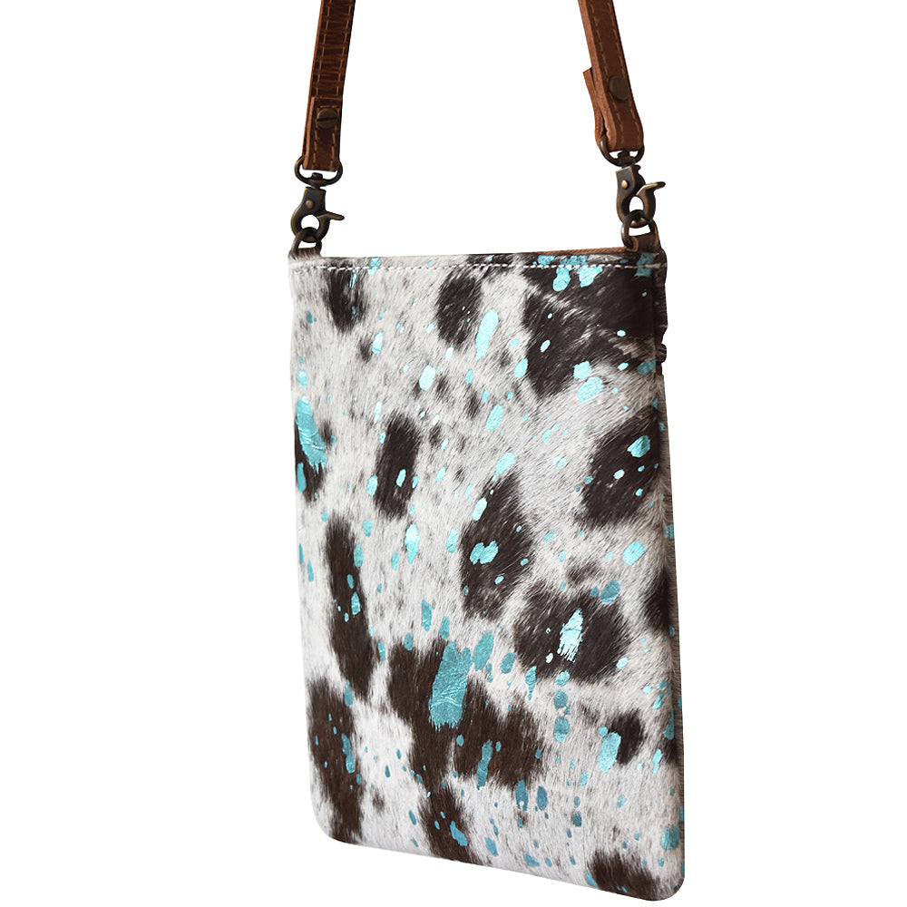 LC-ADBGS153ACTRQ Turquoise Splash Hair-On Hide Chaps Bag - Genuine Leather Western Purse