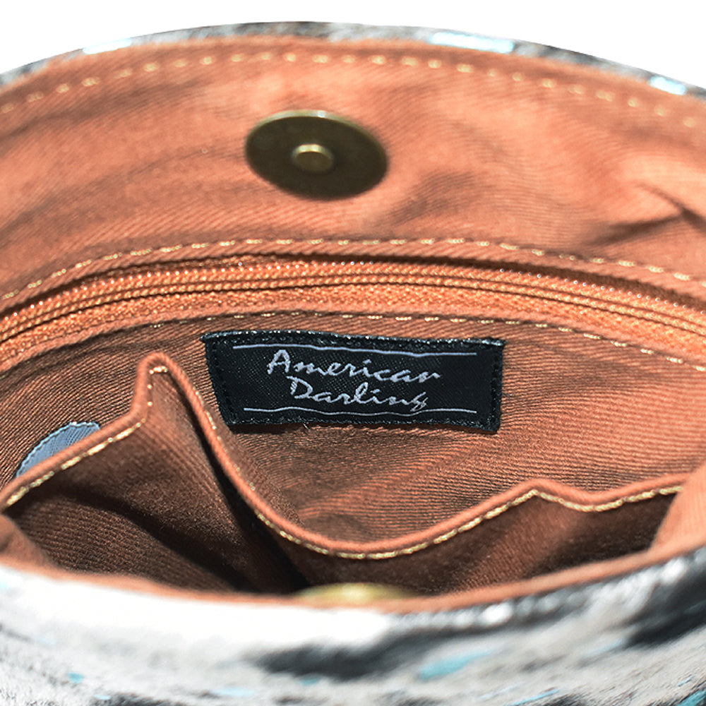 LC-ADBGS153ACTRQ Turquoise Splash Hair-On Hide Chaps Bag - Genuine Leather Western Purse