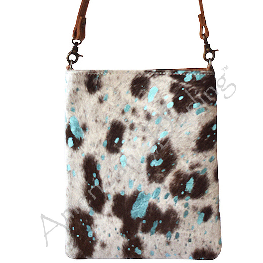 LC-ADBGS153ACTRQ Turquoise Splash Hair-On Hide Chaps Bag - Genuine Leather Western Purse