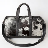 LC-ADBGS174BKW Black & White Cowhide Leather Duffle Bag - Western Travel Weekender