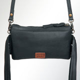 LC-ADBGS142 Hair-On Cowhide Crossbody - Western Fringe Leather Purse