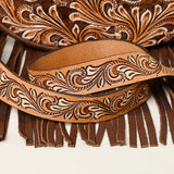 ADBGA486 American Darling Canteen Crossbody Bag Hand-Tooled Leather & Cowhide Western Round Purse