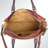 LC-ADBG229 Printed Hair-On Hide Leather Tote with Brown Strap and Stitch Detailing