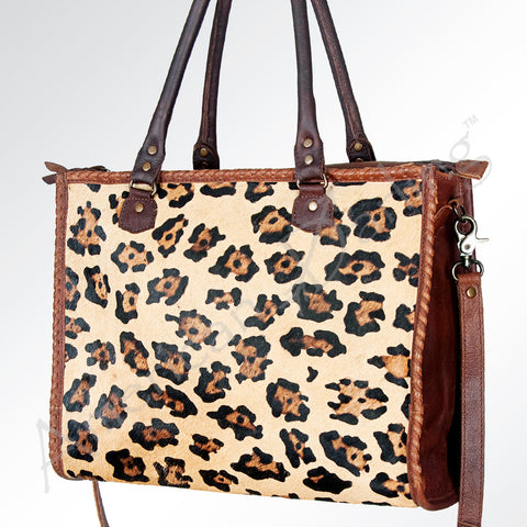 American Darling Western Tote Bag - Handcrafted Hair-On Cowhide & Braided Leather