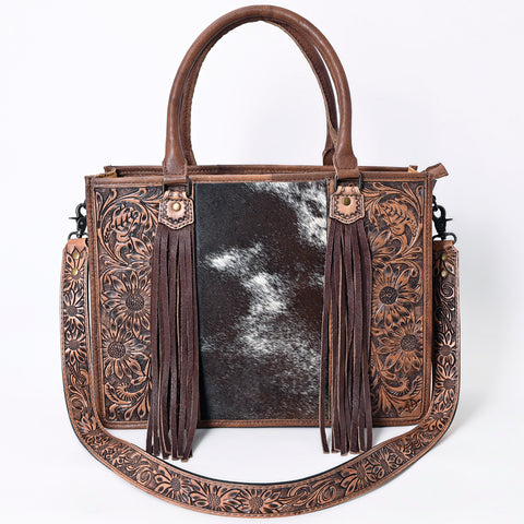 American Darling Western Tote Bag - Handcrafted Hair-On Cowhide & Hand-Tooled Leather