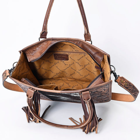 American Darling Western Tote Bag - Handcrafted Hair-On Cowhide & Hand-Tooled Leather