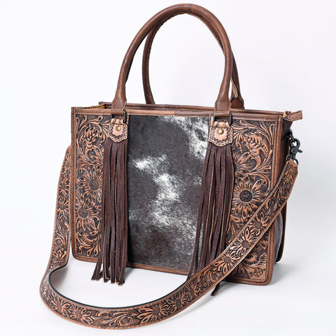 American Darling Western Tote Bag - Handcrafted Hair-On Cowhide & Hand-Tooled Leather