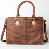 ADBG235 Hand Tooled Floral Leather Tote Bag with Adjustable Shoulder Strap